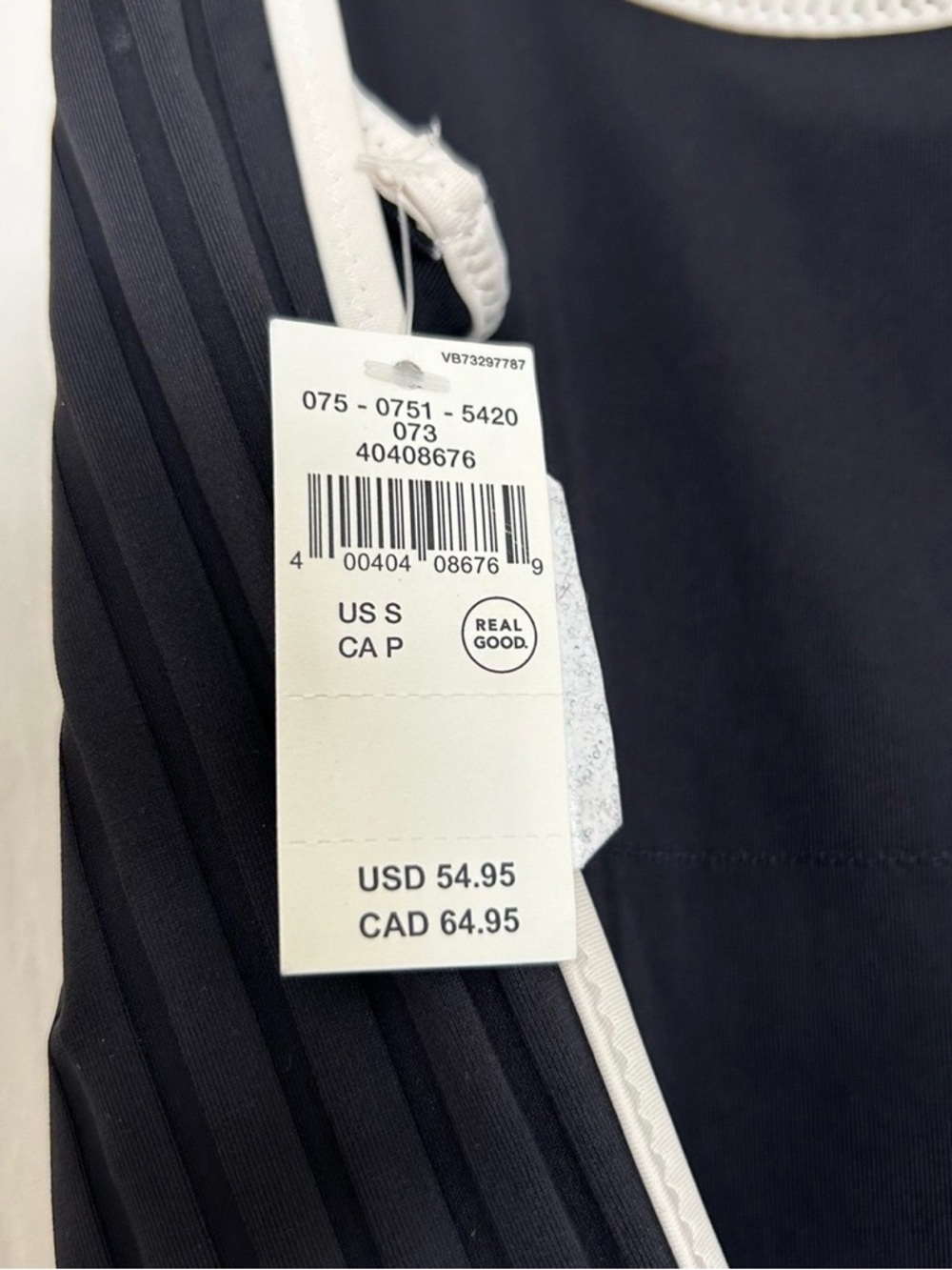Aerie NWT Black Ribbed One-Piece Swimsuit with White Trim Size small - Picture 6 of 6
